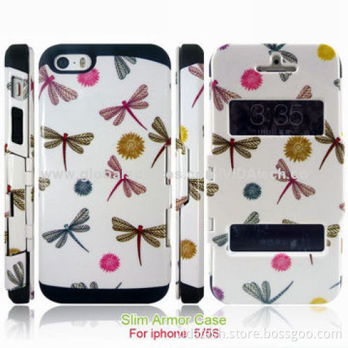 Water Transfer Printed 2-in-1 PC/Silicone/TPU Case for iPhone 5/5S